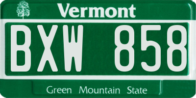 VT license plate BXW858