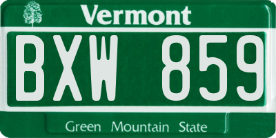 VT license plate BXW859