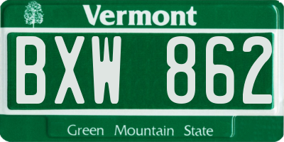 VT license plate BXW862