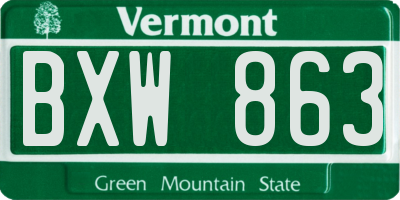 VT license plate BXW863