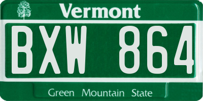 VT license plate BXW864
