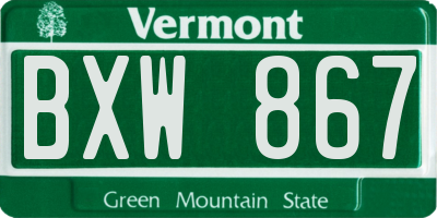 VT license plate BXW867