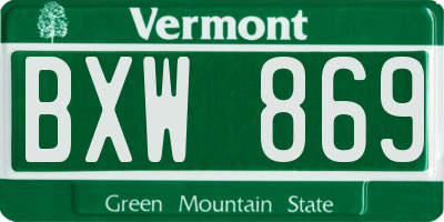 VT license plate BXW869