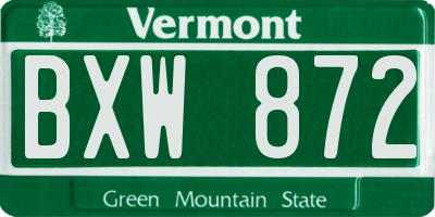 VT license plate BXW872