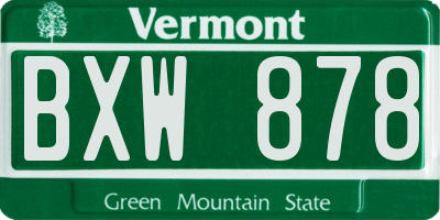 VT license plate BXW878