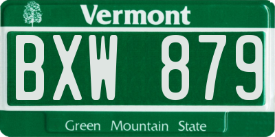 VT license plate BXW879