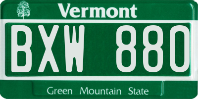 VT license plate BXW880