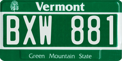 VT license plate BXW881