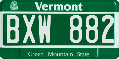 VT license plate BXW882