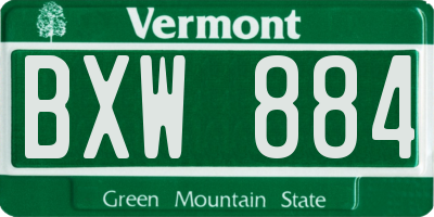 VT license plate BXW884