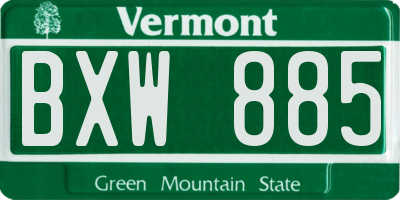 VT license plate BXW885