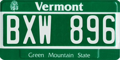 VT license plate BXW896