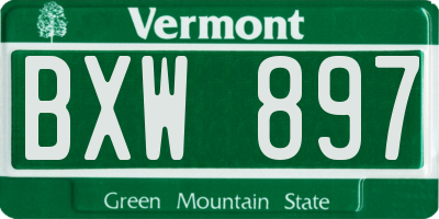 VT license plate BXW897