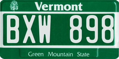VT license plate BXW898