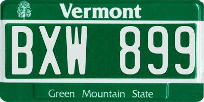 VT license plate BXW899