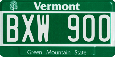 VT license plate BXW900