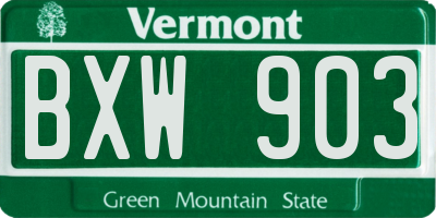 VT license plate BXW903