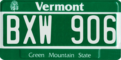 VT license plate BXW906