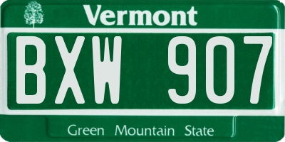 VT license plate BXW907