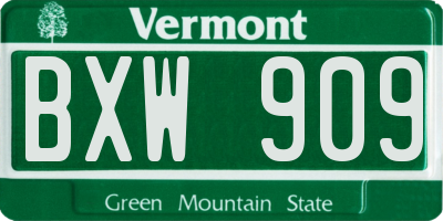 VT license plate BXW909