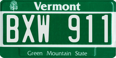 VT license plate BXW911