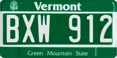 VT license plate BXW912