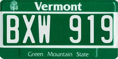 VT license plate BXW919