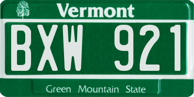 VT license plate BXW921