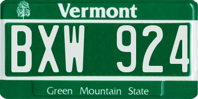 VT license plate BXW924
