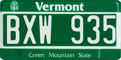 VT license plate BXW935