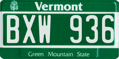 VT license plate BXW936