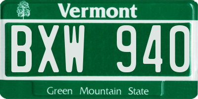 VT license plate BXW940