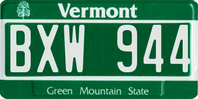 VT license plate BXW944