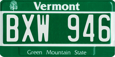 VT license plate BXW946