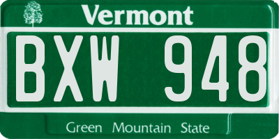 VT license plate BXW948