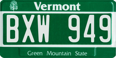 VT license plate BXW949