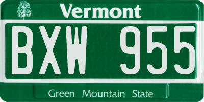 VT license plate BXW955