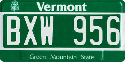 VT license plate BXW956