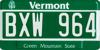 VT license plate BXW964