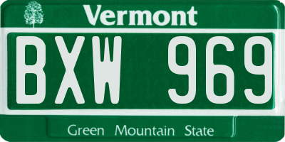 VT license plate BXW969