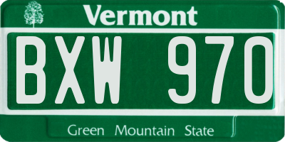 VT license plate BXW970