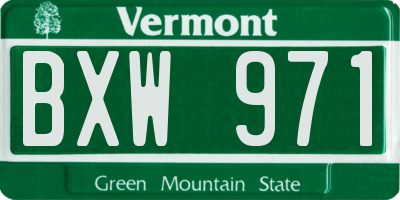 VT license plate BXW971