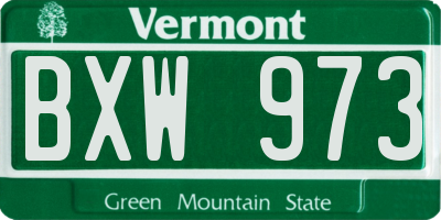 VT license plate BXW973