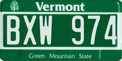 VT license plate BXW974