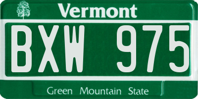 VT license plate BXW975