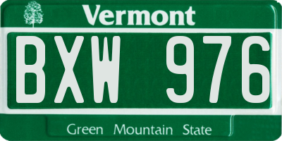 VT license plate BXW976