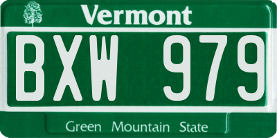 VT license plate BXW979