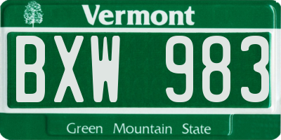VT license plate BXW983