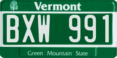 VT license plate BXW991