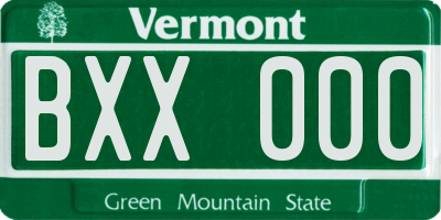 VT license plate BXX000